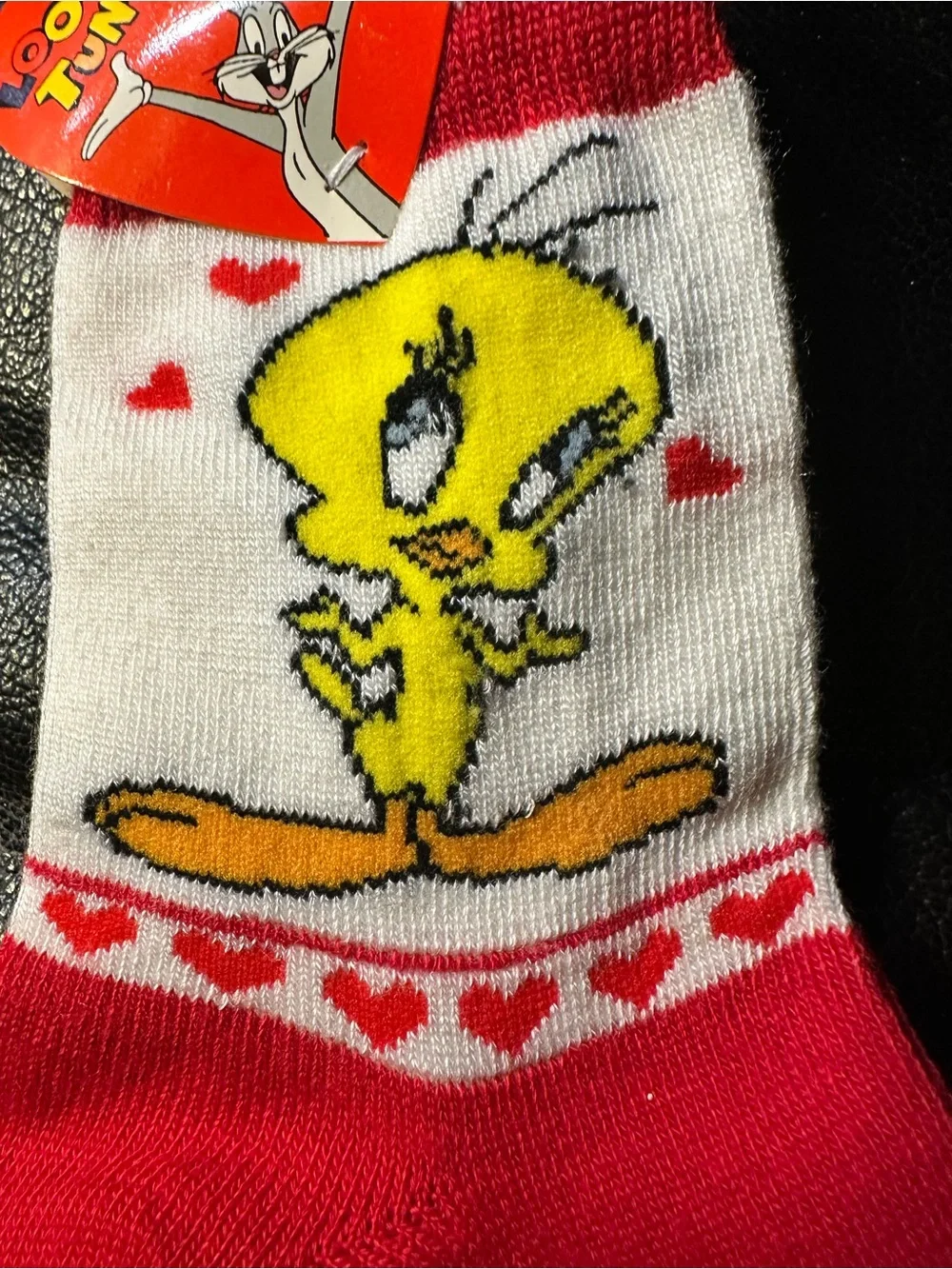 RARE Vintage Warner Bros. Looney Tunes Tweety Socks NWT Red Hearts Women’s 6-11